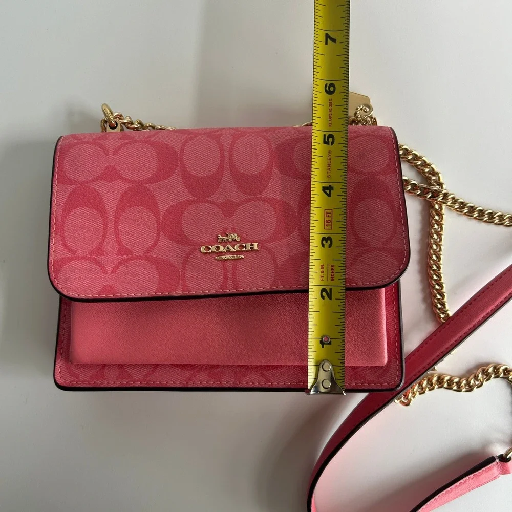 Coach Mini Klare Pink Signature Canvas Leather Crossbody Excellent